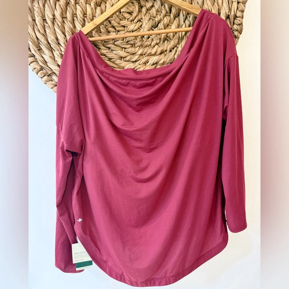 NWT Halara One Shoulder Long Sleeve Thumb Hole Curved Hem High Low Top XL - Picture 8 of 14